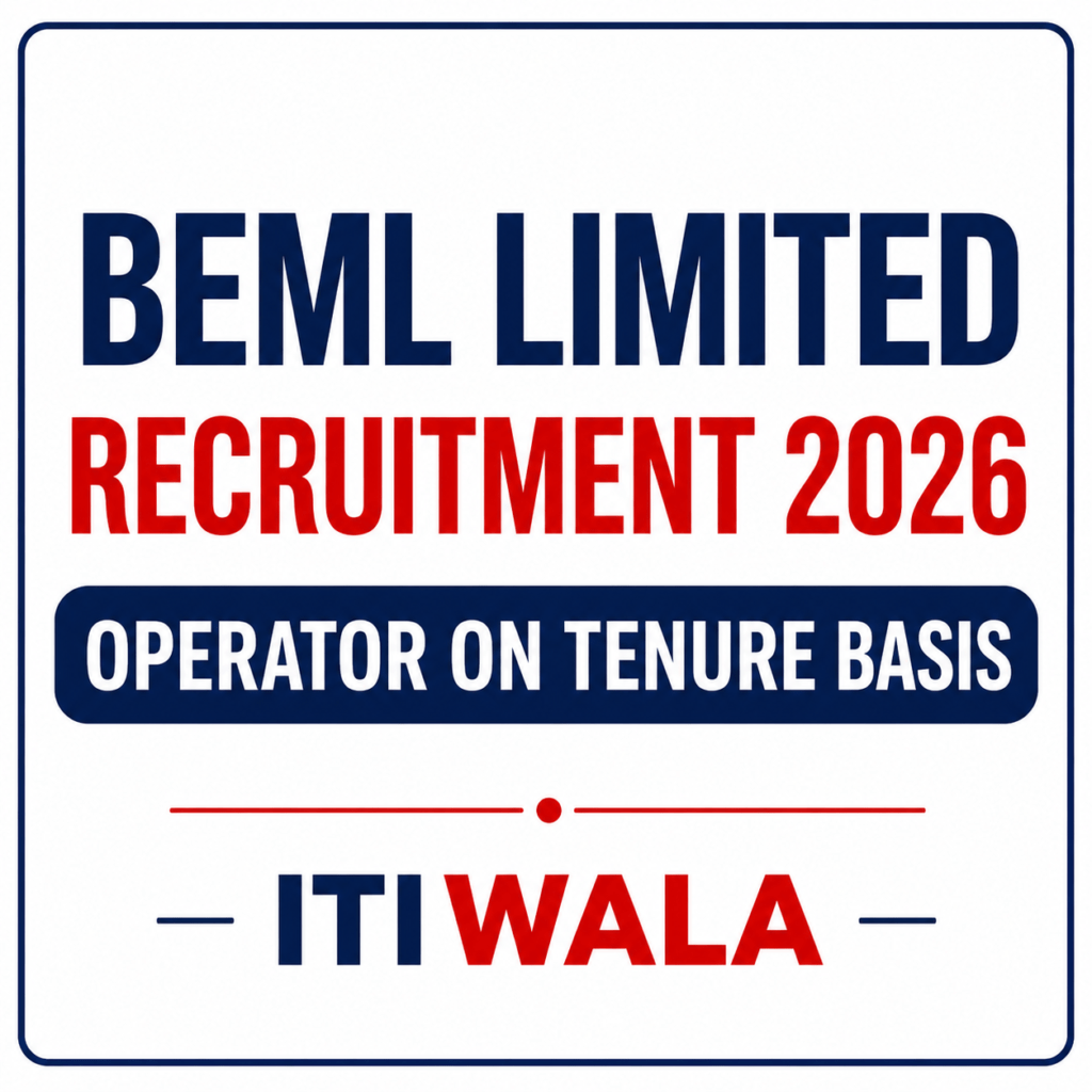 Simple banner of BEML Limited Recruitment 2026 for Operator on Tenure Basis with ITIWala branding.