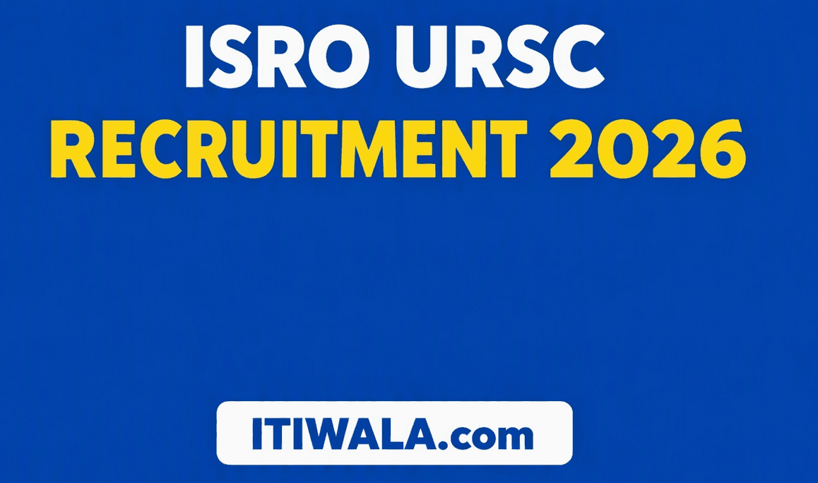 Simple blue banner showing ISRO URSC Recruitment 2026 with ITIWALA.com branding
